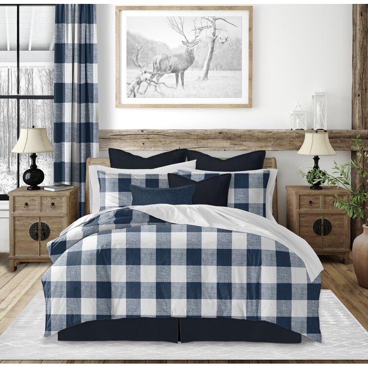 Blue plaid 2025 bed skirt